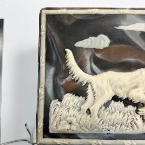 Vintage Incolay Stone Jewelry Box Hunting Dog Scene Pointer - Picture 5 of 16